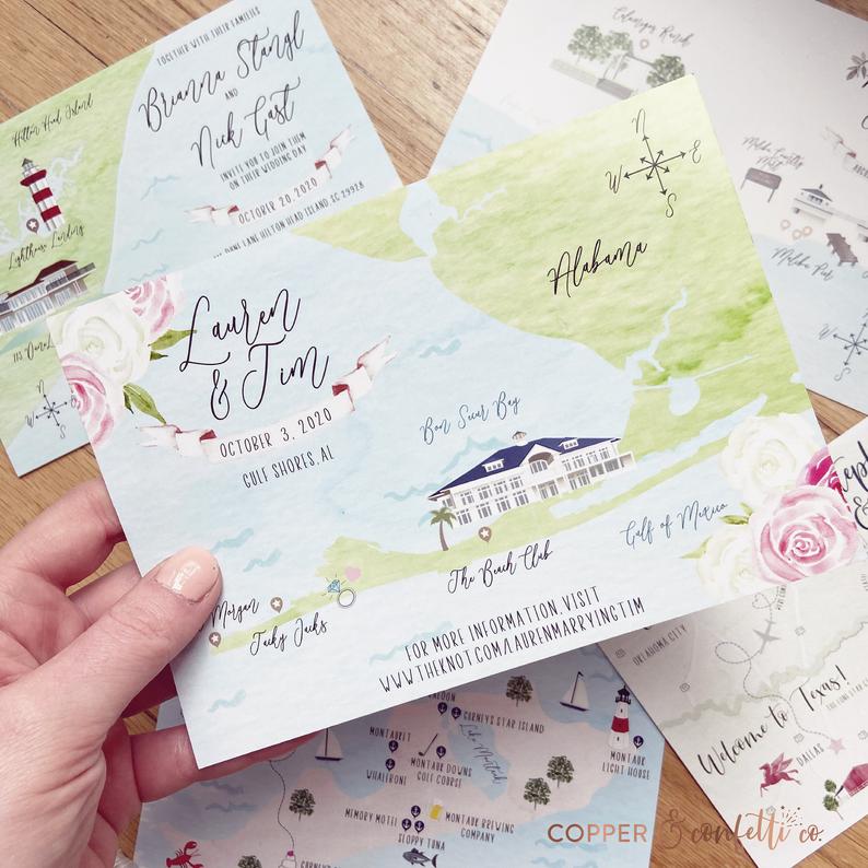 Wedding Map For Invitations Illustrated 
