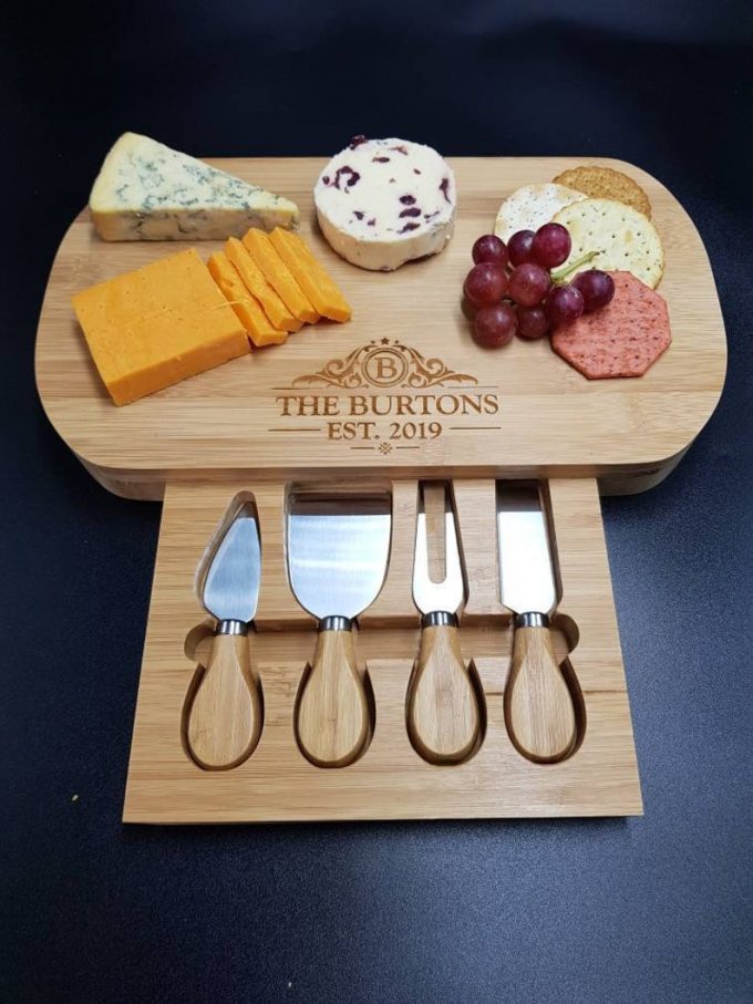 50 Unique Wood Wedding Gifts For Him Or Her 5th Anniversary Gift Ideas   Wood Wedding Gifts Cheeseboard Engraved 680x907 