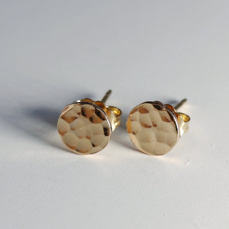 Gold Disc Earrings for Bridesmaid Gifts - Handmade | Emmaline Bride