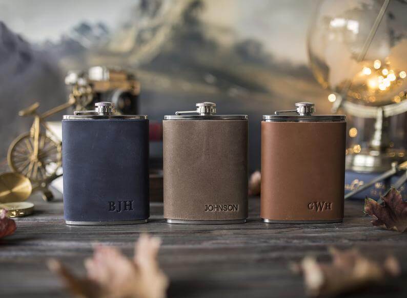 30 Best Leather Groomsmen Flask Wedding Gifts | Emmaline Bride