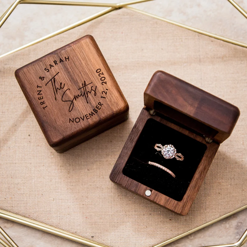 Personalized Ring Box Gift for Bride and Groom Wedding Ceremony Ring Box Custom Wedding Ring Box Wedding Proposal. Ring Bearer Ring Box