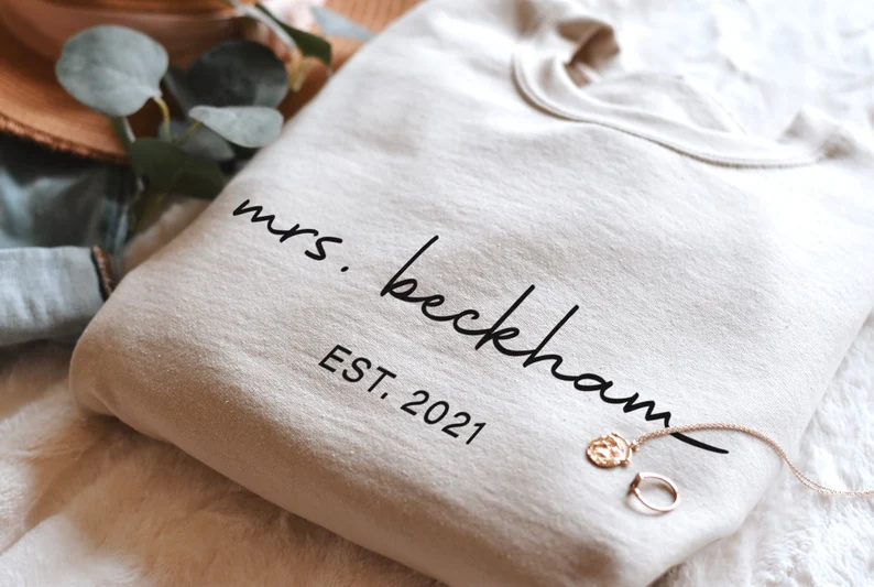 Embroidered Floral Custom Sweatshirt, Bride Sweatshirt With