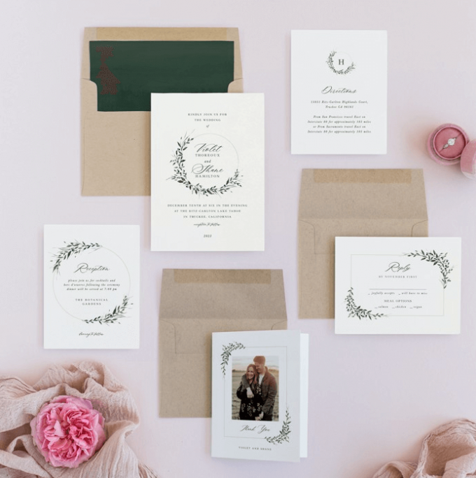 invitations de mariage avec enveloppes adressées