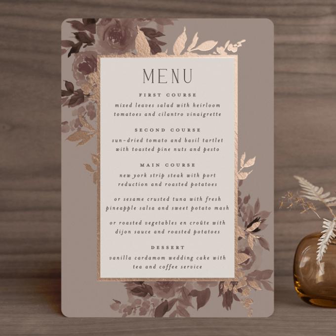 what to include on wedding menu cards