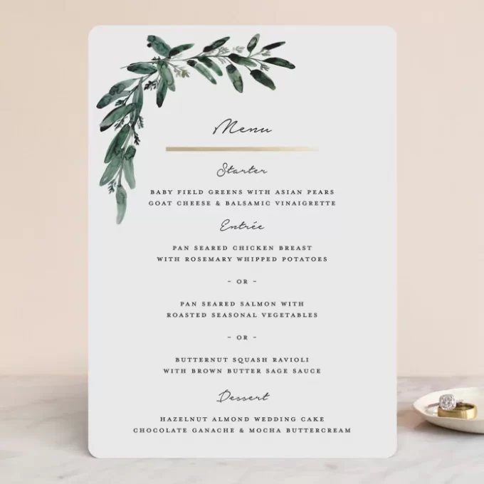 menus for buffet wedding