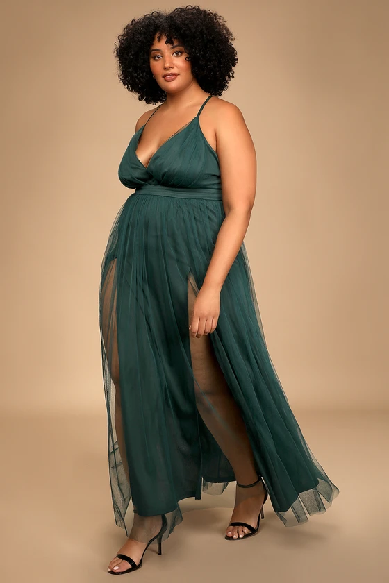 green emerald velvet dress Maraya Plus Size Green Rhinestone Mesh Long Sleeve Maxi Dress with Slip Dress 6 US Women's Numeric / More and Custom Color