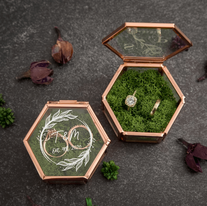 Personalized Engraved Wooden Wedding Ring Box | HH