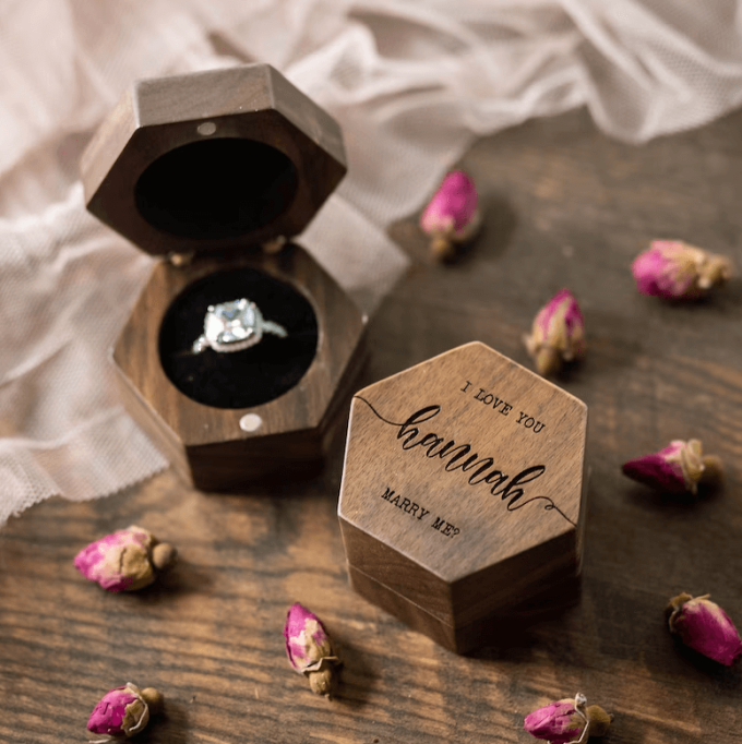 Valentine's Day Personalized Wooden Ring Bearer For Wedding Gift