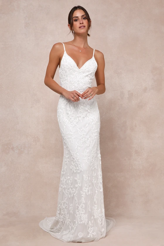 knee length dresses for ladies Eva Fashion 5251 Simple Long Mermaid Lace Wedding Dress