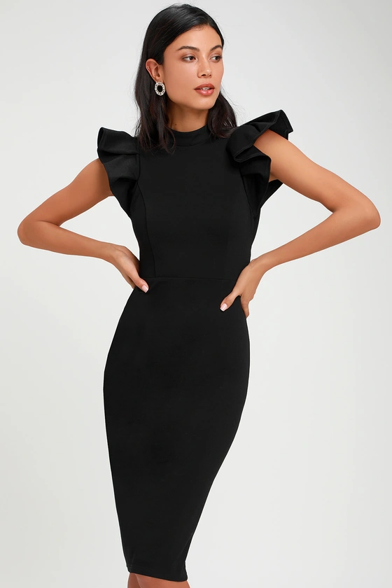 can i wear a little black dress to a wedding Lucky And Blessed Black Long Sleeve With Fringe Dress