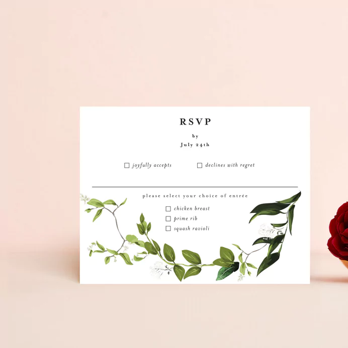 Wedding RSVP Cards with Meal Choice Online or Mail, Easily!