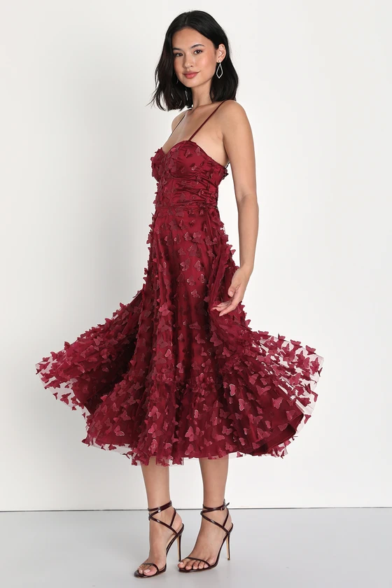 midi fall wedding guest dresses 2024 Fall Floral Midi Dress Satin – FEHRNVI main image 1