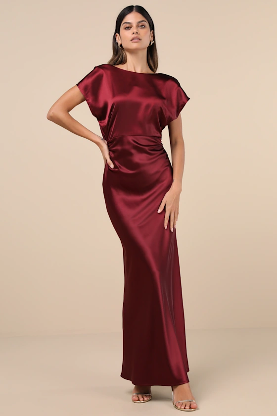 pink palette bridesmaid dresses Wine Red Burgundy Chiffon Bridesmaid Dress Prom Dress Strapless Beaded Dress Size 18w---Bust 45 Waist 38.25 Hips 47.5 Shoulder to floor 61