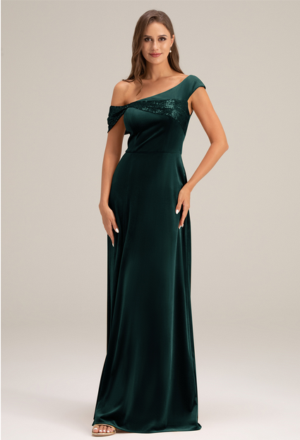 green emerald velvet dress Hunter Green Long Sleeves Wedding Guest Dress