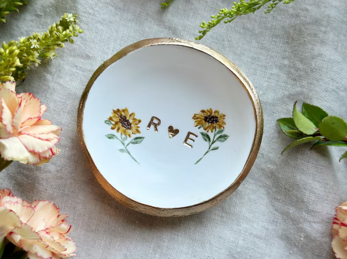 Personalized Ring Dish, Sunflower, Ring hotsell Holder, Sunflower Trinket Dish, Ring Cone Dish