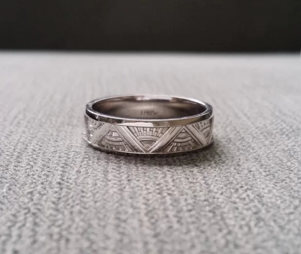 art deco inspired mens wedding band that looks different