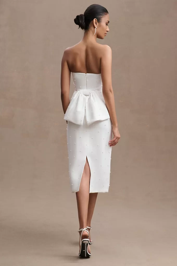 bridal shower dress bow Bliss Bow Dress, in White Stretch, Size: Large main image 0