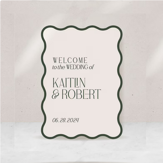 7 Hottest Wedding Trends For 2024 What S In And What S Out   Curvy Wedding Welcome Sign 