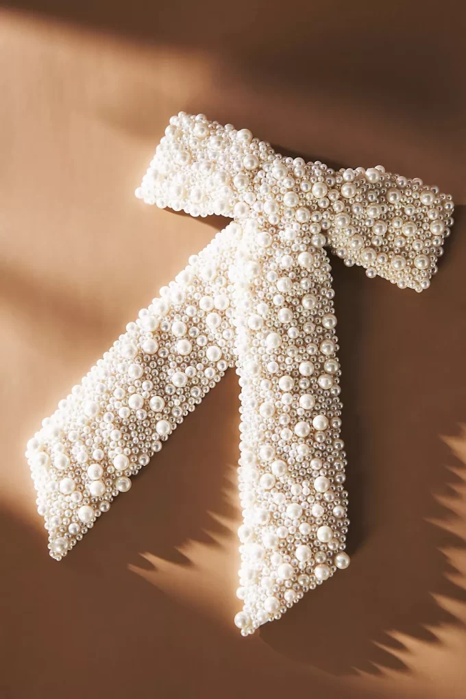 pearl covered wedding hair bow