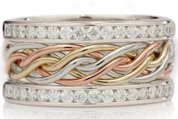 six strand woven diamond wedding ring