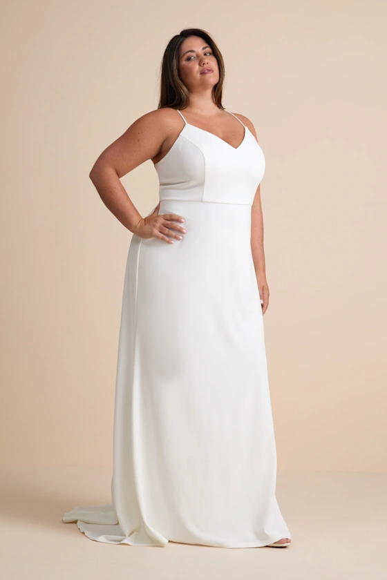 plus size white bridal shower dress Blossom Wedding Dress Dotted Swiss Plus Size Tea-Length Gown