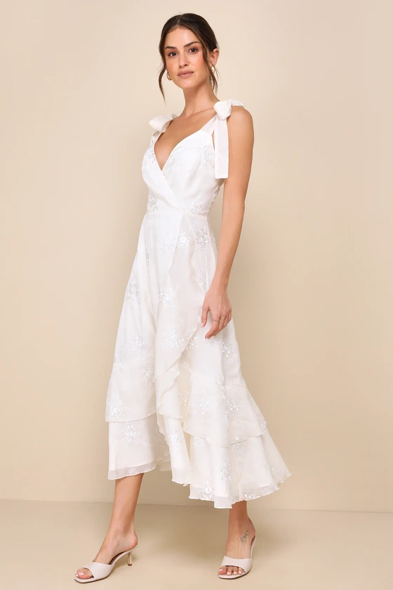 open lace back dress Berylove Women Ivory Rehearsal Dinner Dress Lace A-Line Midi Bridal Shower Dress with Long Sleeves, Ivory / US22W