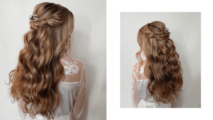 wedding hair extensions for half-up half-down hairstyle