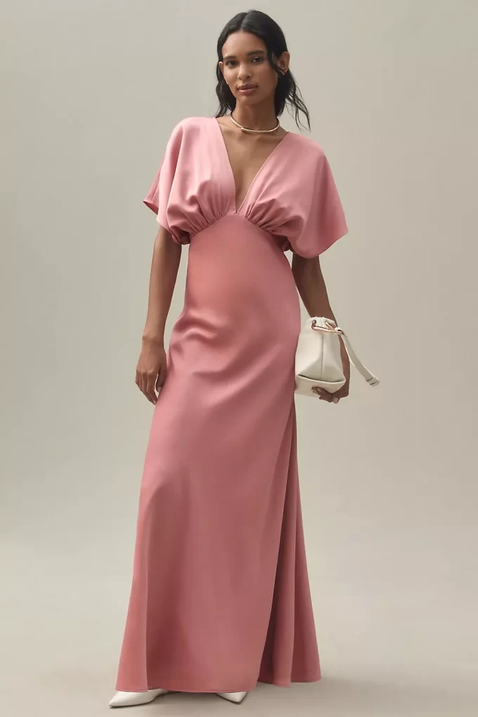 trendy bridesmaid dresses Zinnia Trendy A-Line V Neck Long Floral Lace Bridesmaid Dresses With Sleeves, Blue