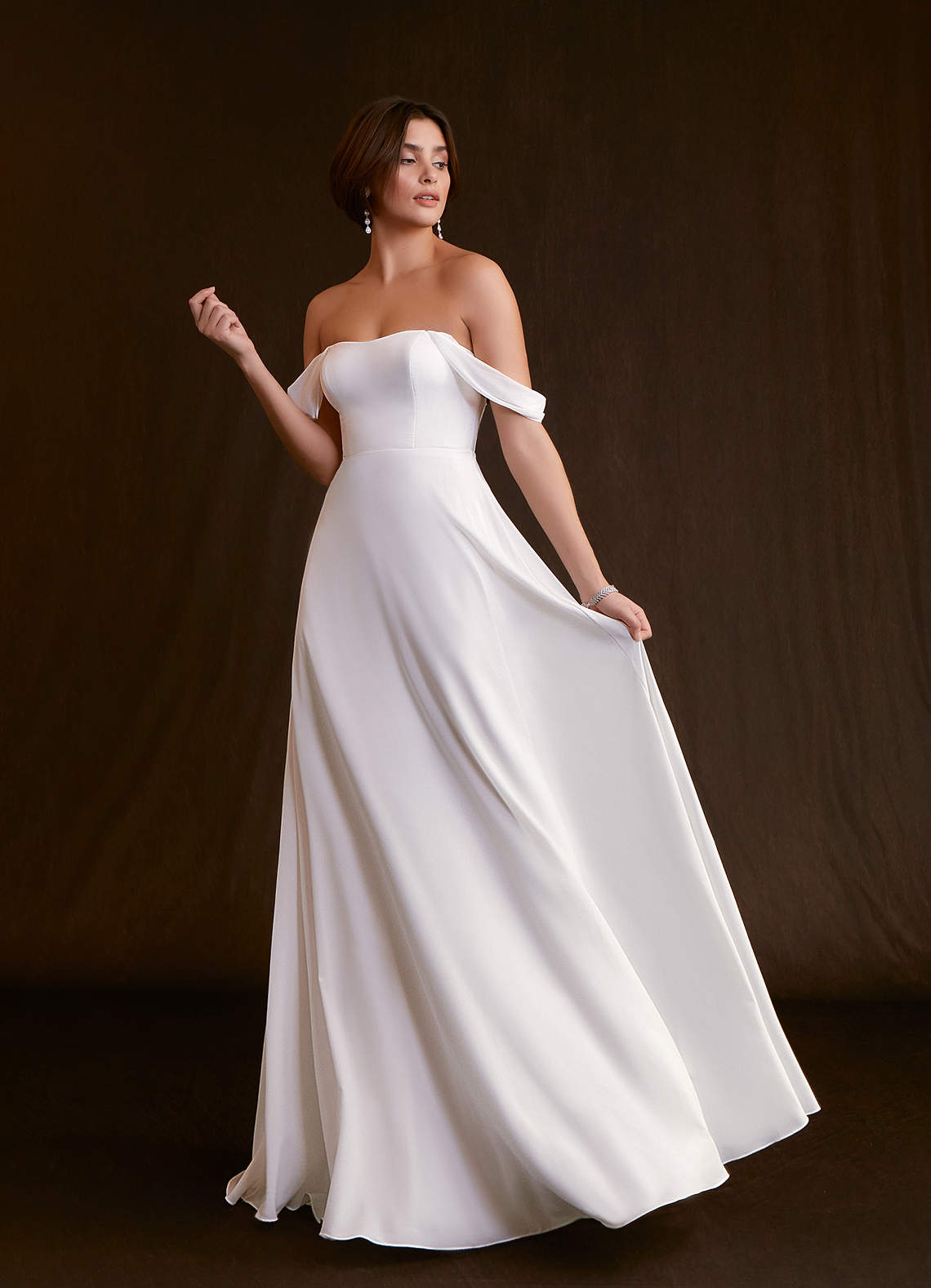 off shoulder white lace dress Gianna Off-Shoulder Long Sleeve Gown