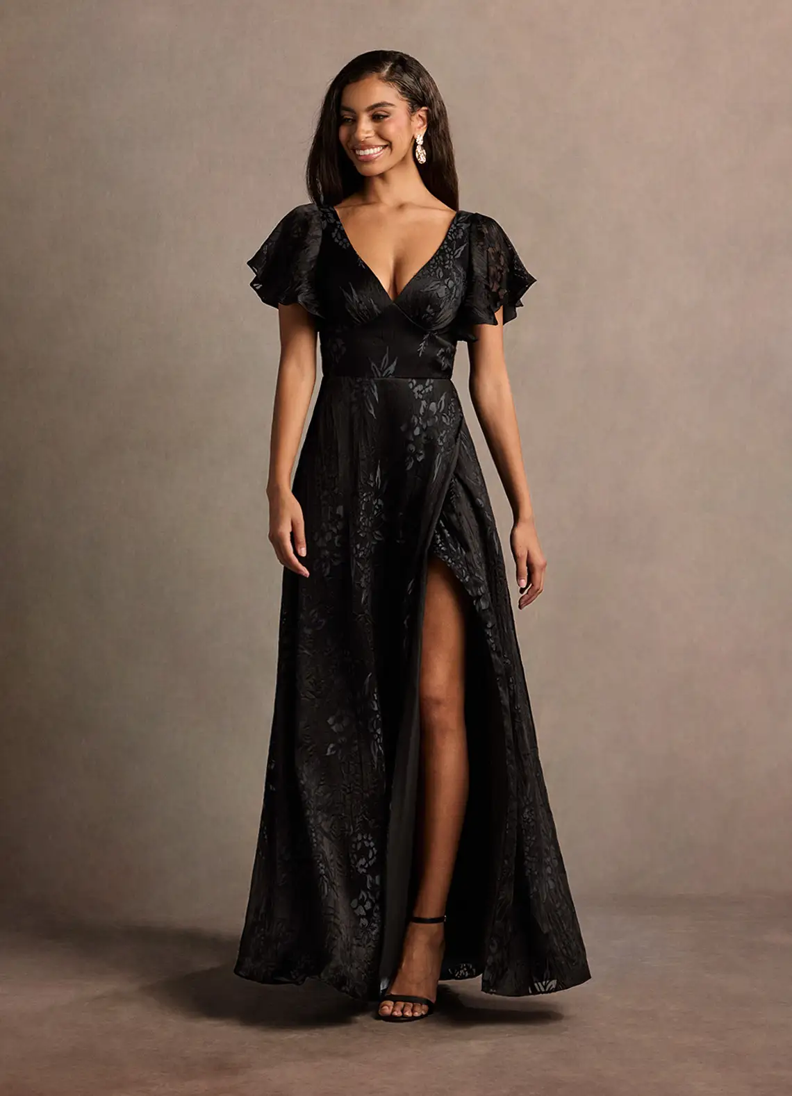 black gothic bridesmaid dresses Hazel Gothic Wedding Dress – Black Ball Gown with Beaded Cape main image 1