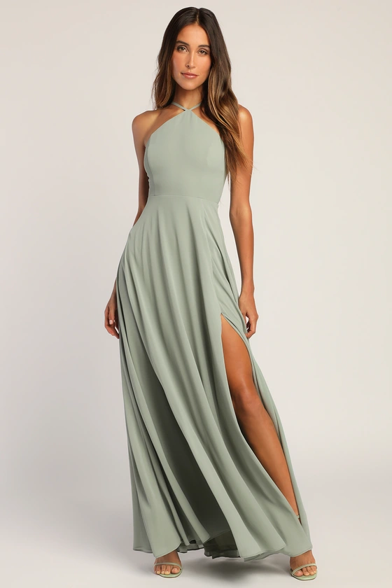 above the knee bridesmaid dresses Eliza Flattering Sleeveless Knee Length Chiffon Bridesmaid Dresses, Dusty Blue main image 0