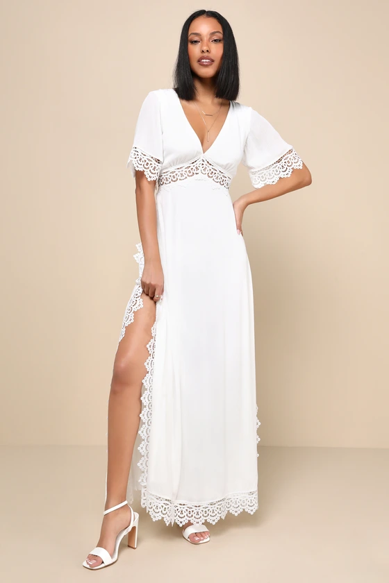 slim fit dress slacks Chiffon Ruffles Knee Length Bridal Shower Dress Light Ivory main image 0