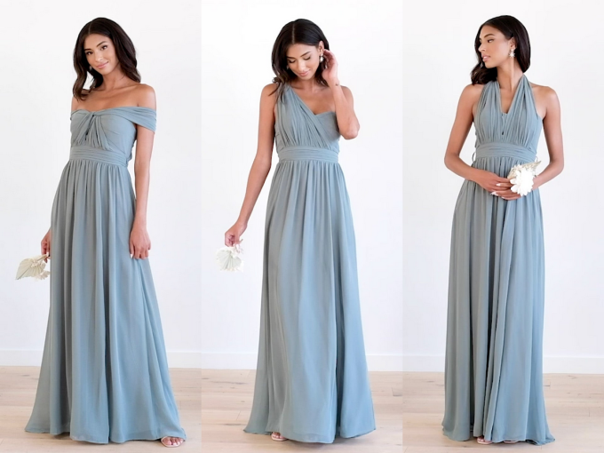 burgundy and gold wedding bridesmaid dresses Burgundy A-Line/Princess Chiffon Bridesmaids Dresses – Angrila main image 0