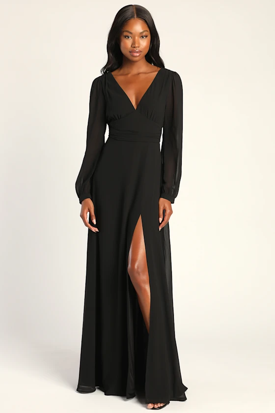 slim fit dress slacks PRETTYGARDEN Women's Elegant Maxi Dresses Long Sleeve V Neck Flowy Poc main image 0