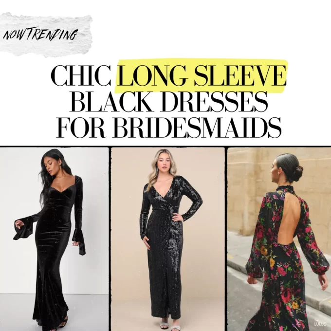 LONG SLEEVE Black Bridesmaid Dresses That Are Stylish + Chic