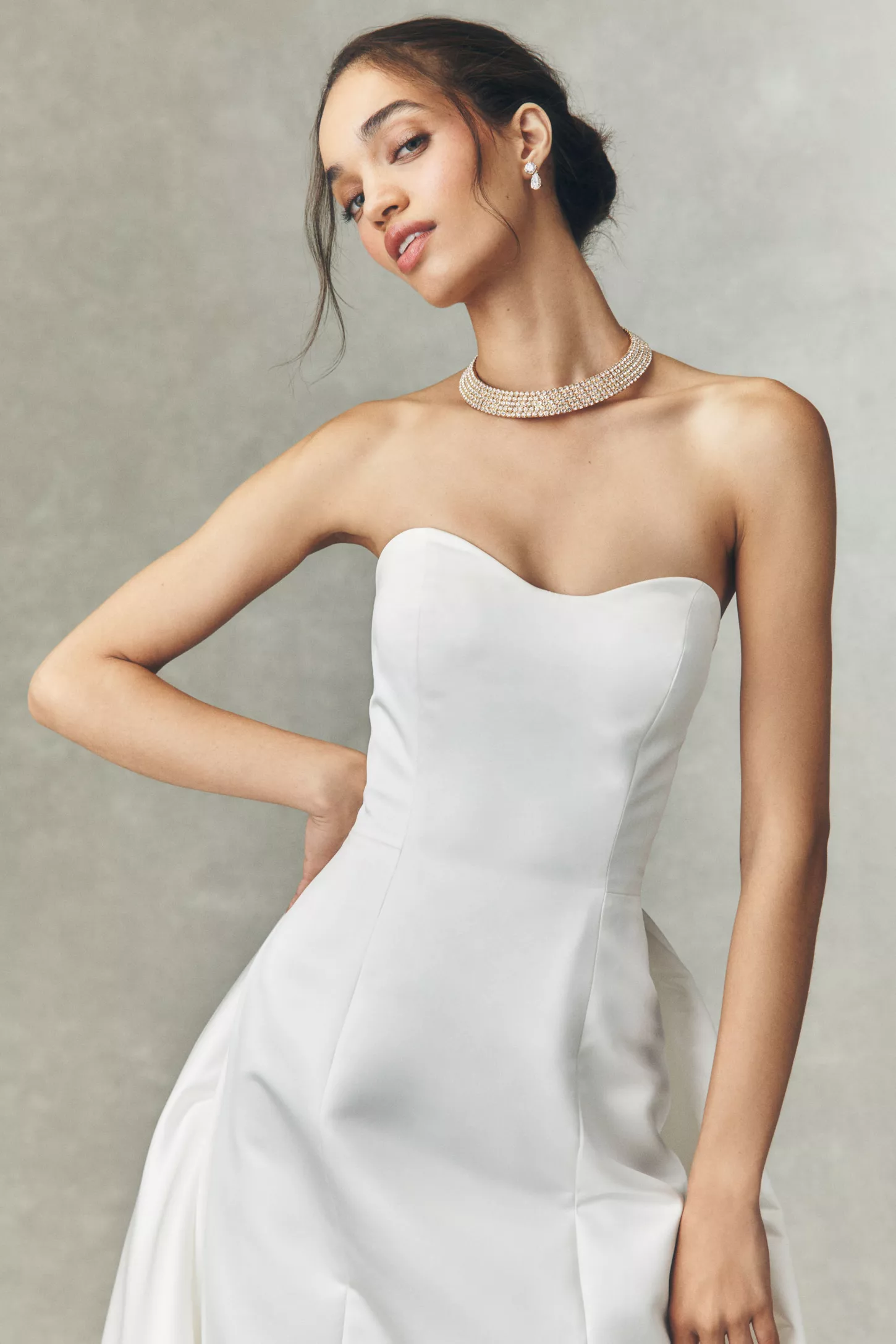 butter yellow bridesmaid dresses Cadence Illusion Pearl Necklace