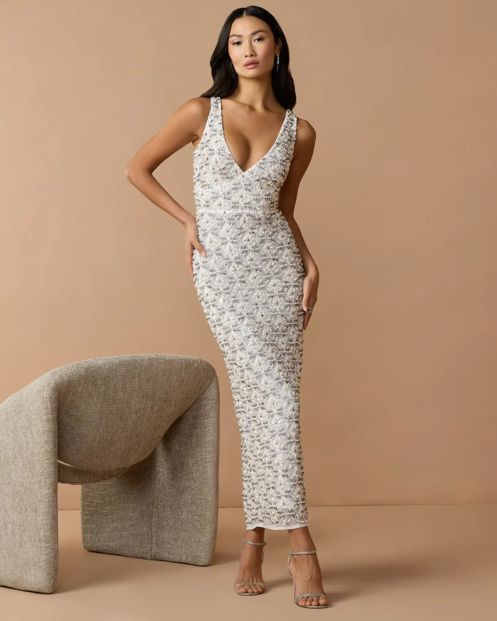beige crochet mini dress Tulip Cream Crochet Mini Dress main image 1