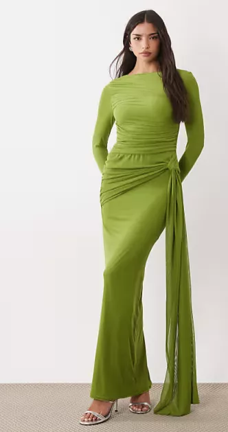 dresses to attend a beach wedding Liliana Black Maxi Dress with Ruffle Sleeves main image 1