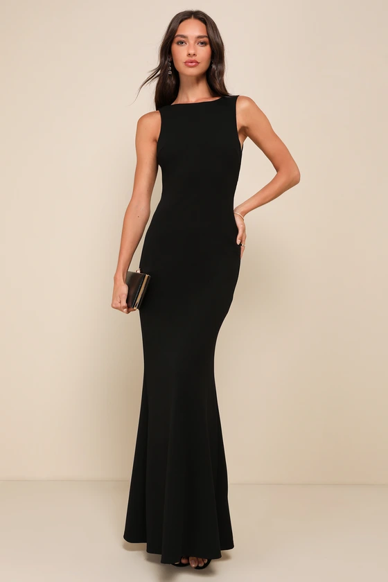 formal black dress with pearls Jada Formal Draped Pearl Dress main image 0