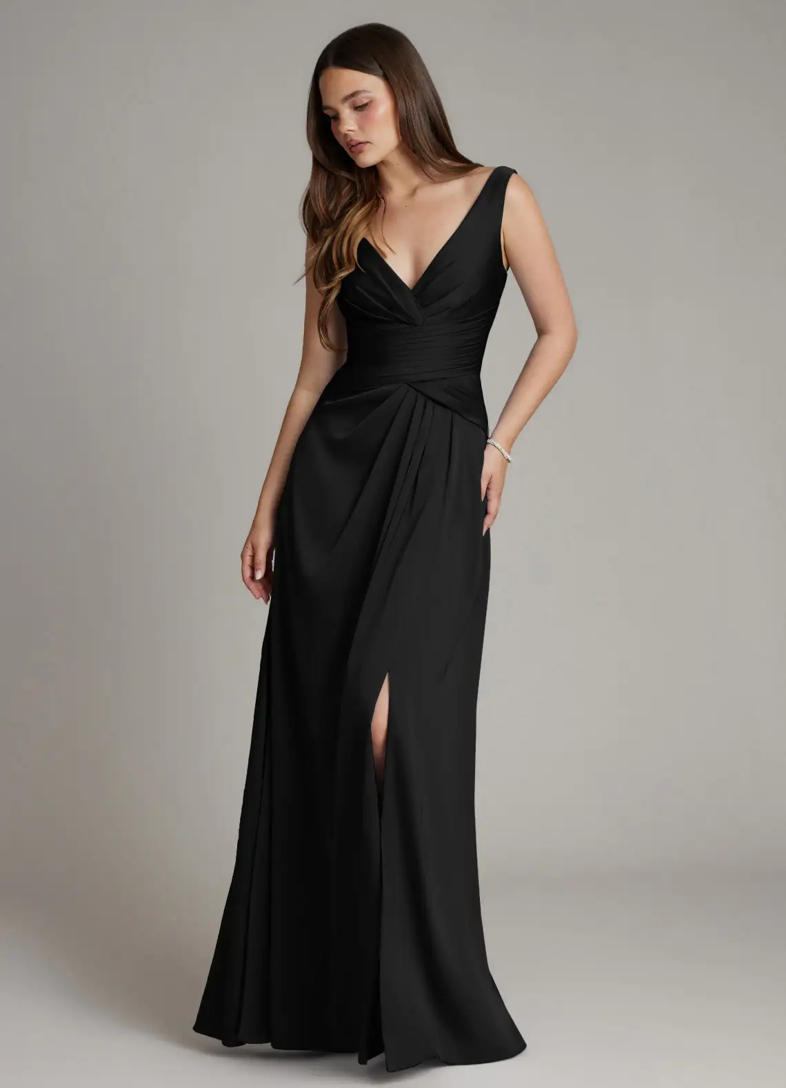 azazie black dresses The Perfect A-line 3/4 Sleeve Dress Classic Black main image 0