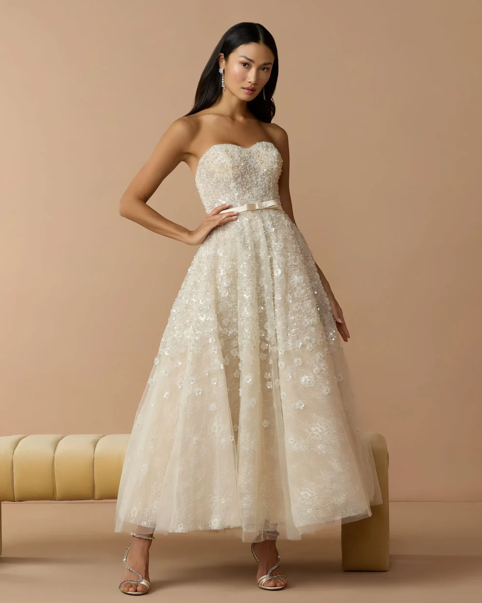 chinese dress ladies YiMinpwp Rhinestone Wedding Dresses for Bride Tulle Bridal Shower Robe Reception  Dress Off Shoulder Long Sleeve Ivory at Amazon Women's Clothing store main image 1