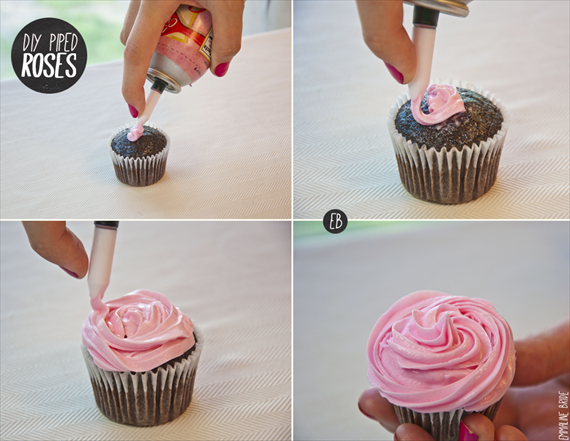 How to Pipe Roses on Cupcakes with Frosting (via EmmalineBride.com) - diy wedding favors
