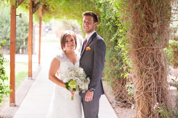 rustic chic arizona wedding bride and groom smiling