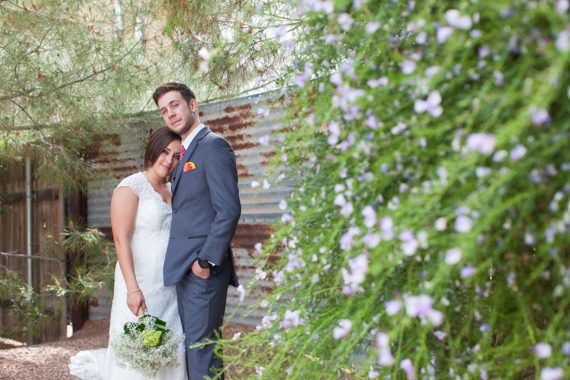 rustic chic arizona wedding bride and groom at the Shenandoah Mill