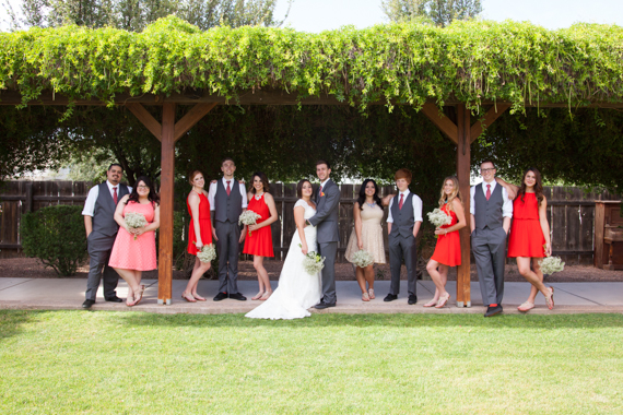 rustic chic arizona wedding at Shenandoah Mill with bride, groom, wedding party