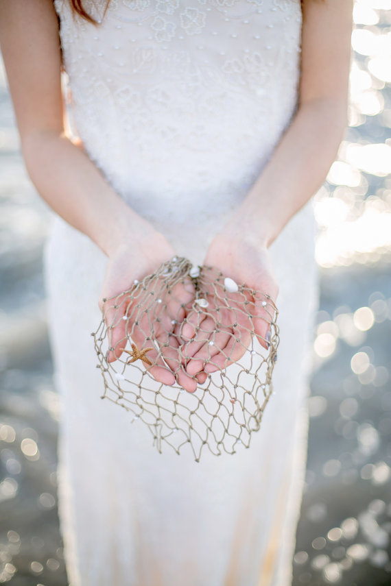 beach wedding veil netting