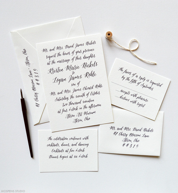 Classic Wedding Invitations with Calligraphy Style | Emmaline Bride ...