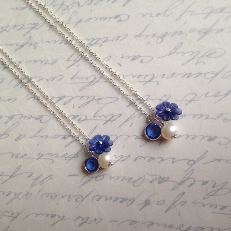 blue charm necklaces