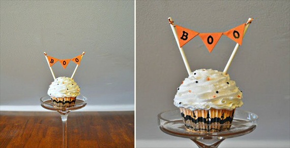 boo halloween cupcake toppers via 30 Amazing Halloween Wedding Ideas from EmmalineBride.com