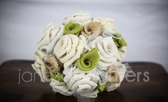 burlap wedding bouquets (by jane's daughters)